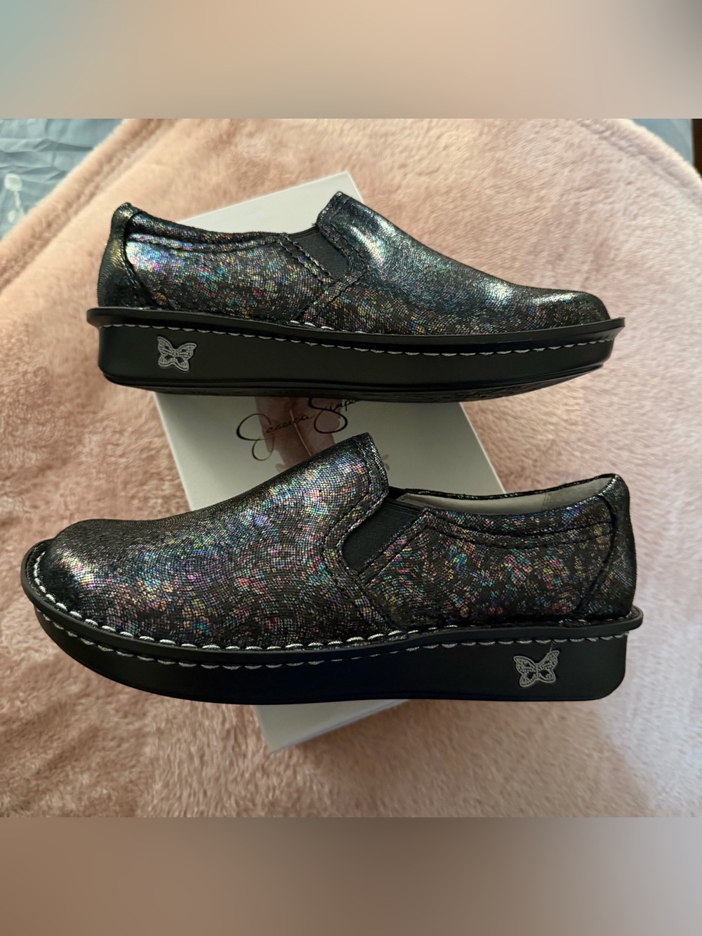 Alegria Women's Slip-On Moccasins - Iridescent Black